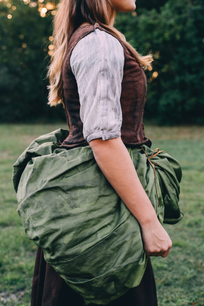 Green Peasant Overskirt Cinderella Transformation Dress by Sumalee Eaton